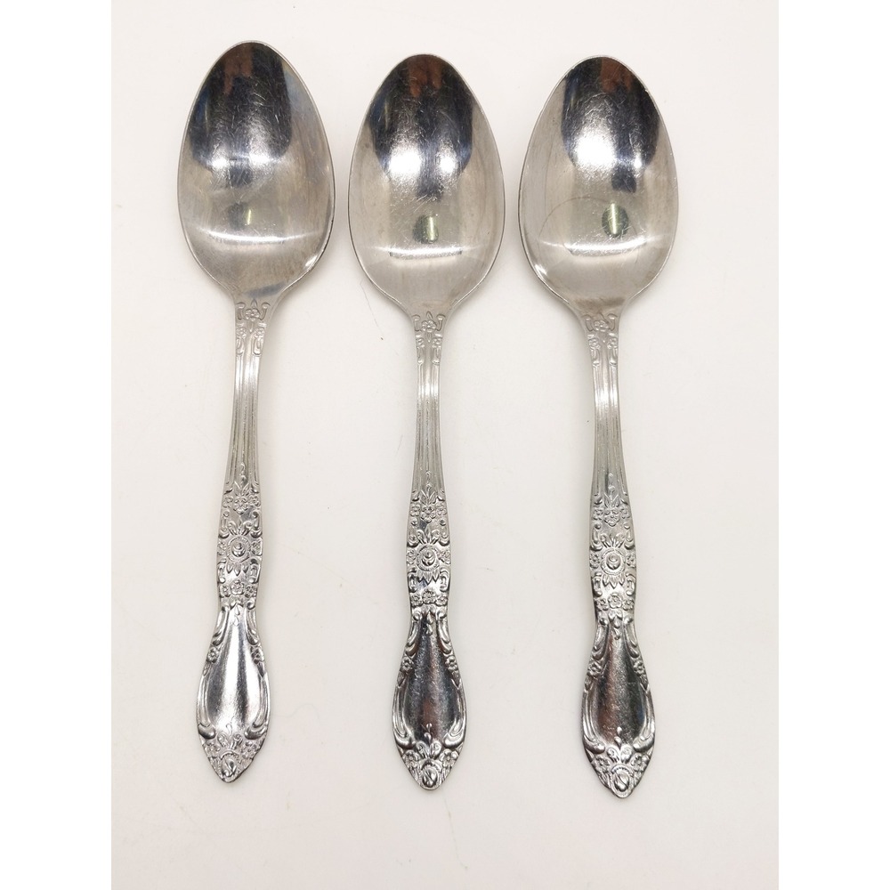 Northland Carolina Spoons 6" Silver Set of 3 Floral‎ Stainless Steel